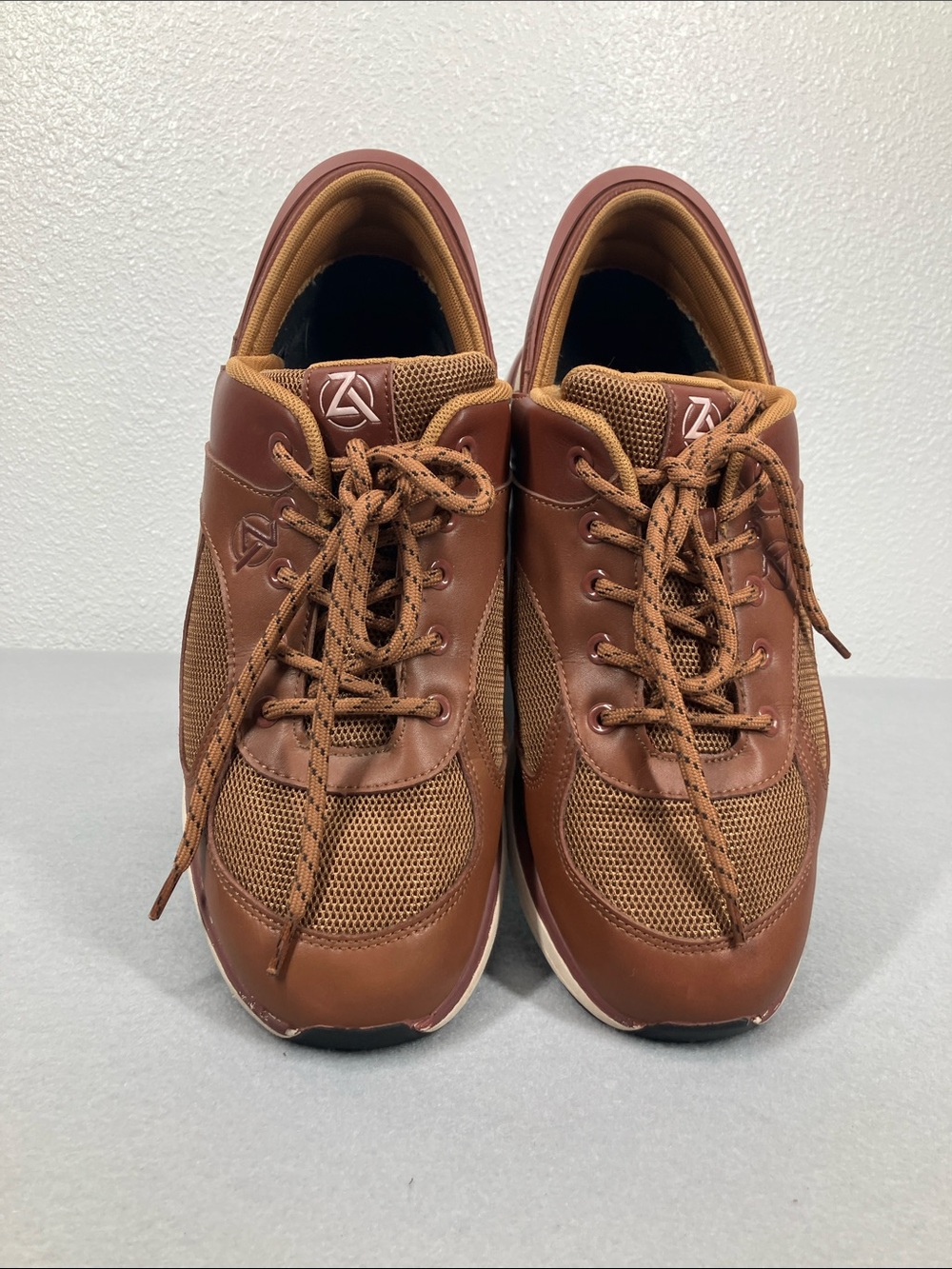 Zeba Brown Leather Sneakers - Picture 3 of 9